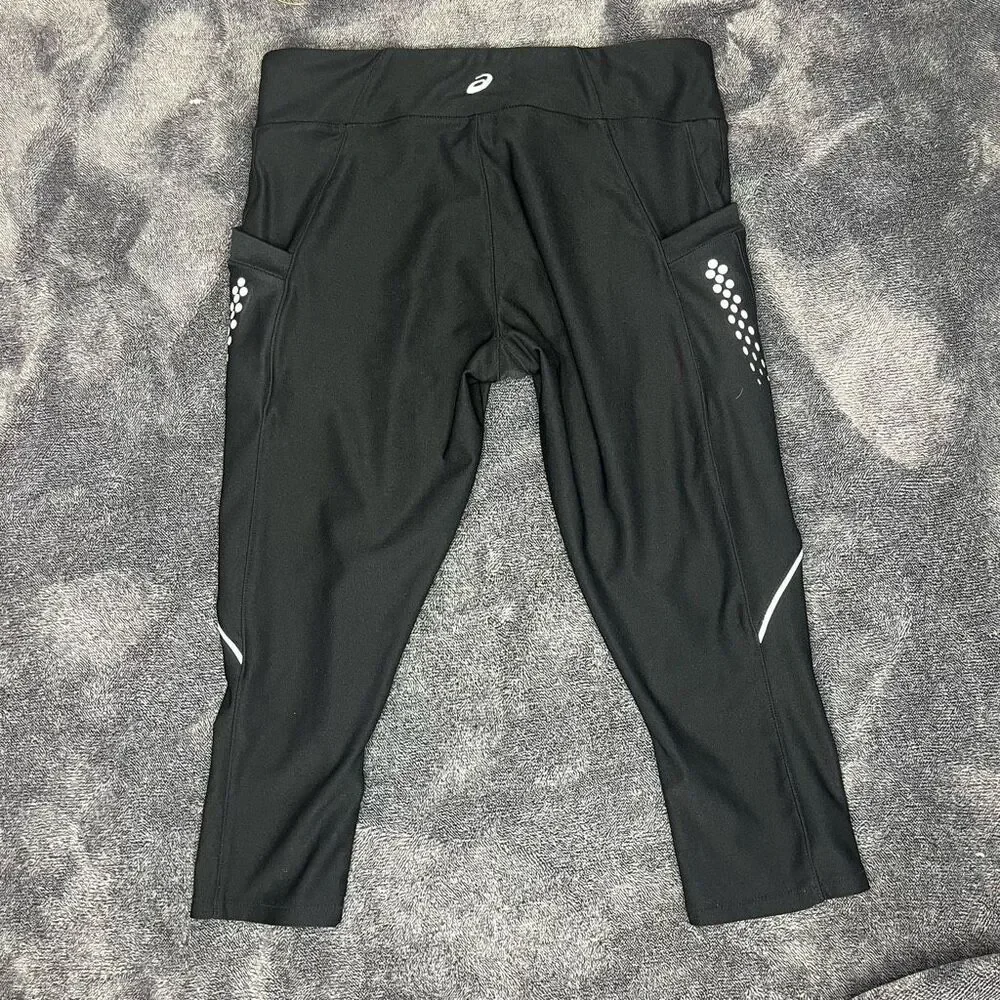 ASICS Women's Sz S Black Cropped Capri Athletic Leggings